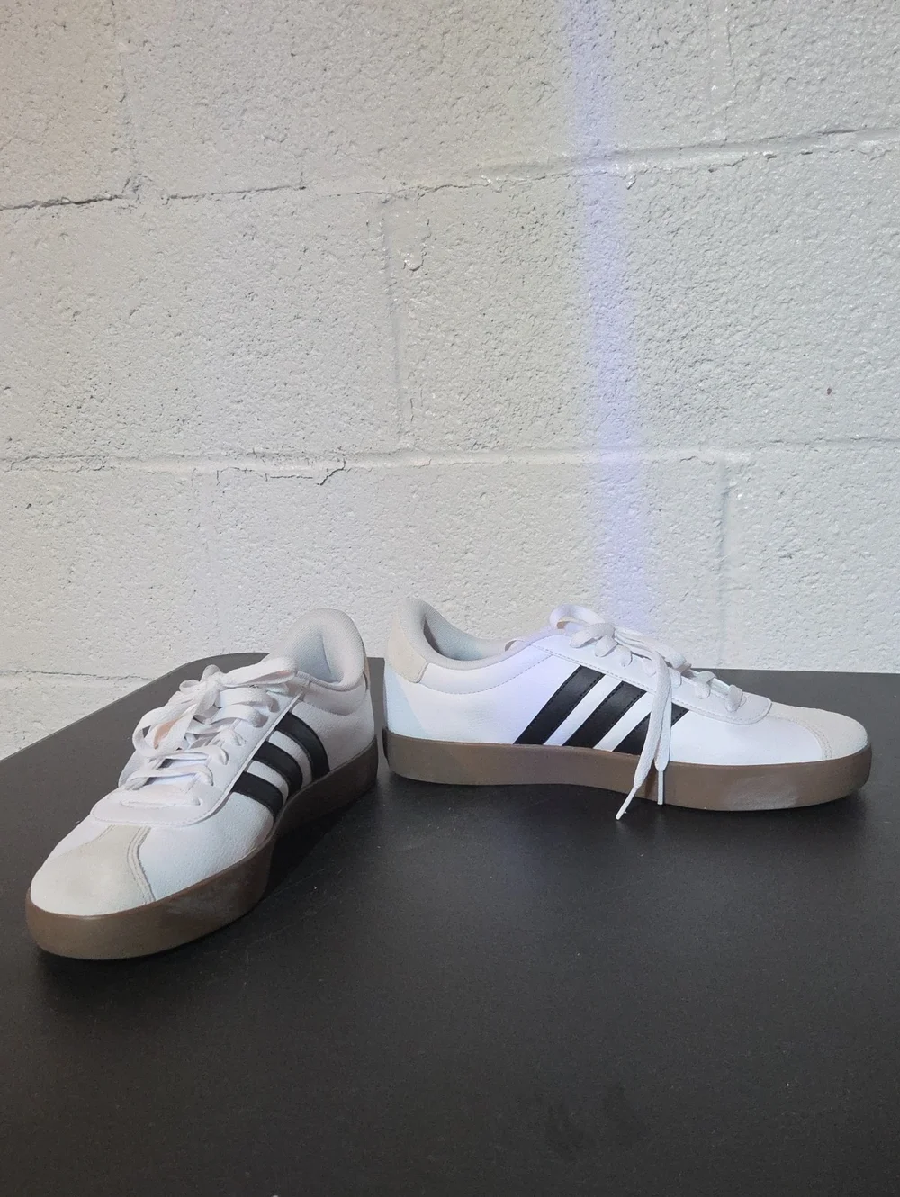 adidas White Low-Top Sneakers with Black Stripes